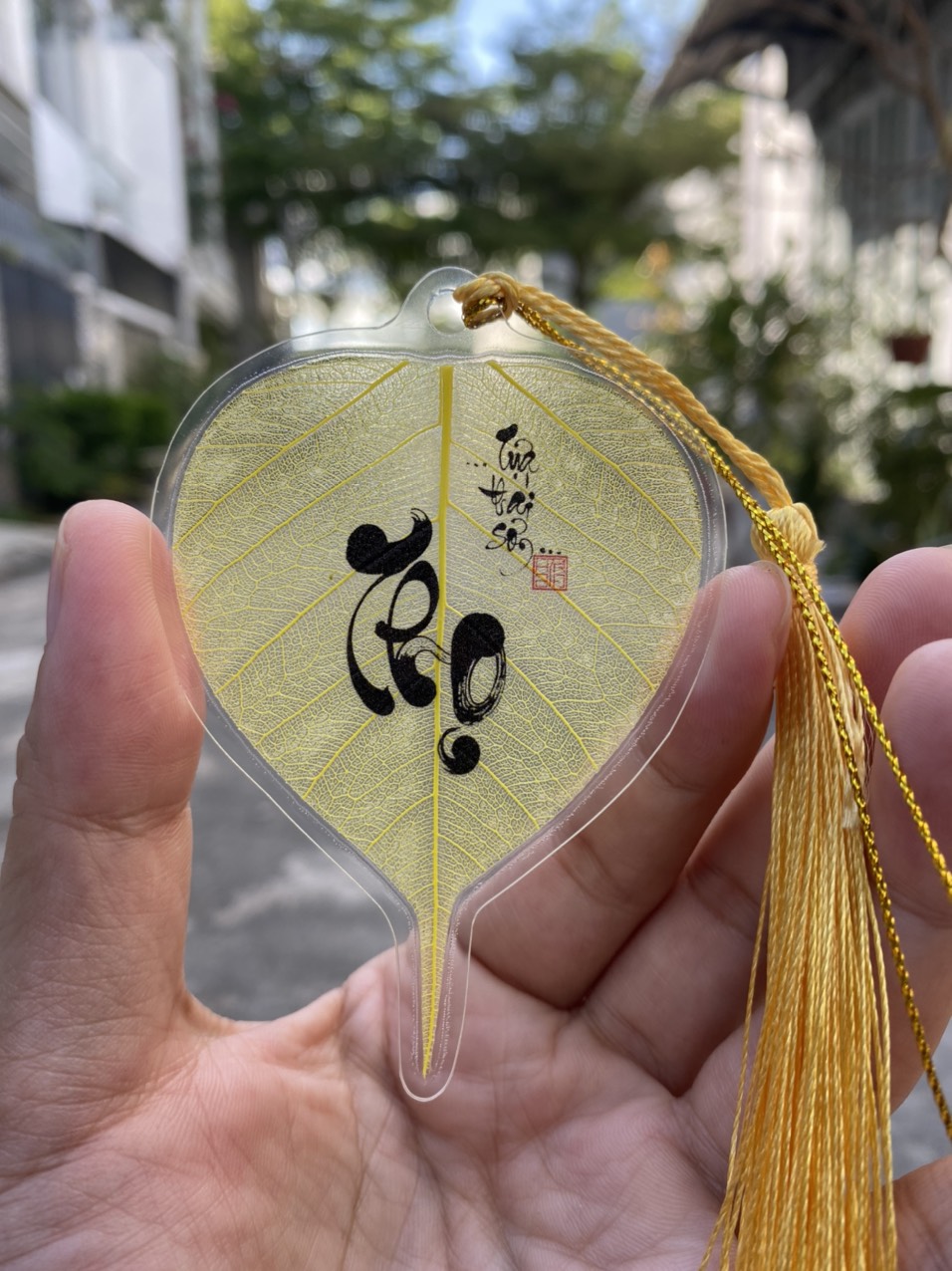 Lá bồ đề in chữ THỌ - TỰA THÁI SƠN