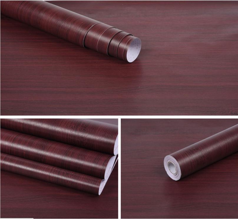 Cuộn 5m giấy dán tường ván nâu đỏ khổ 45cm