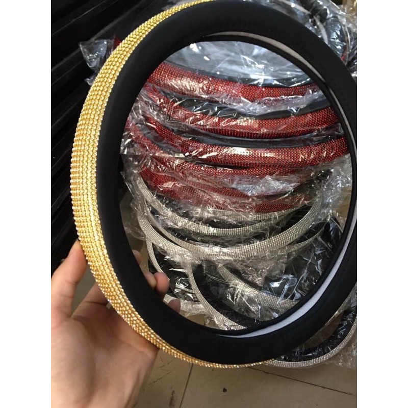 Bọc vô lăng đính đá oto xe hơi sang trọng size 38 cm/ 40 cm