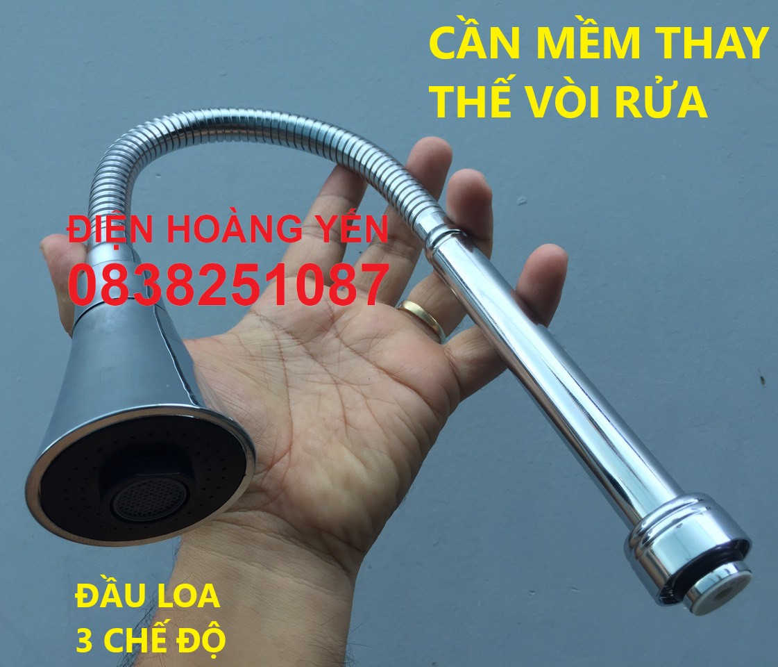 Cần mềm thay thế cho vòi rửa bát có đầu công tắc chỉnh chế độ nước