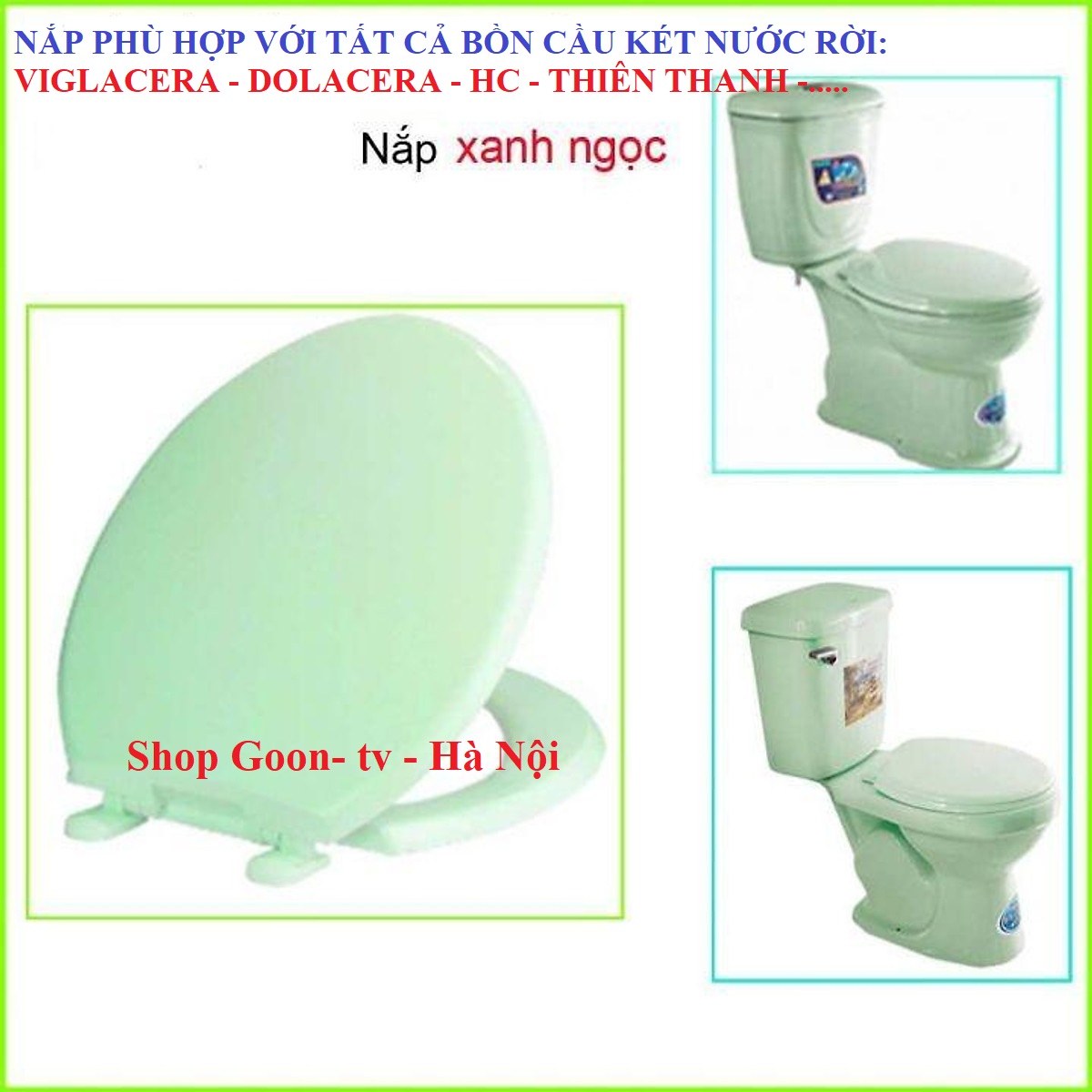 Nắp bồn cầu màu xanh ngọc xanh cốm