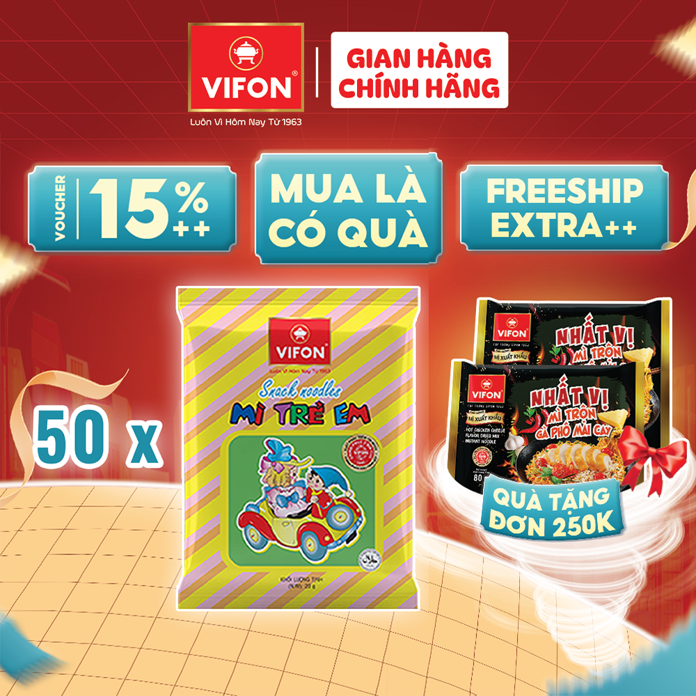 [VOUCHER 16%, LAZCOIN 10%] Thùng 200 gói Mì Trẻ Em VIFON 15gr/ Gói