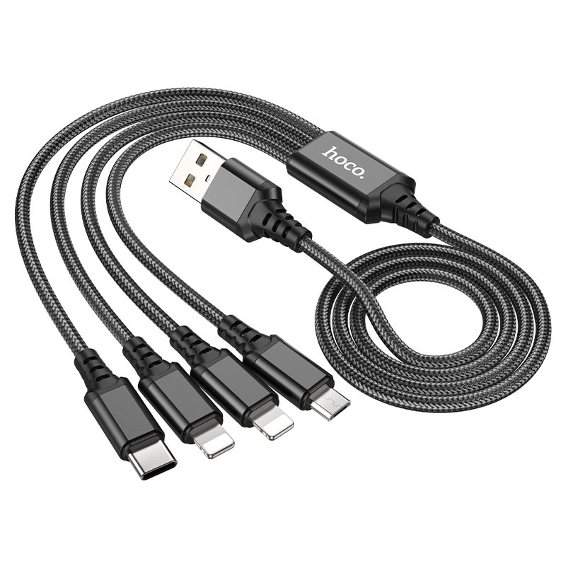Cáp sạc 4 đầu Hoco X76 siêu bền dây dài 1m