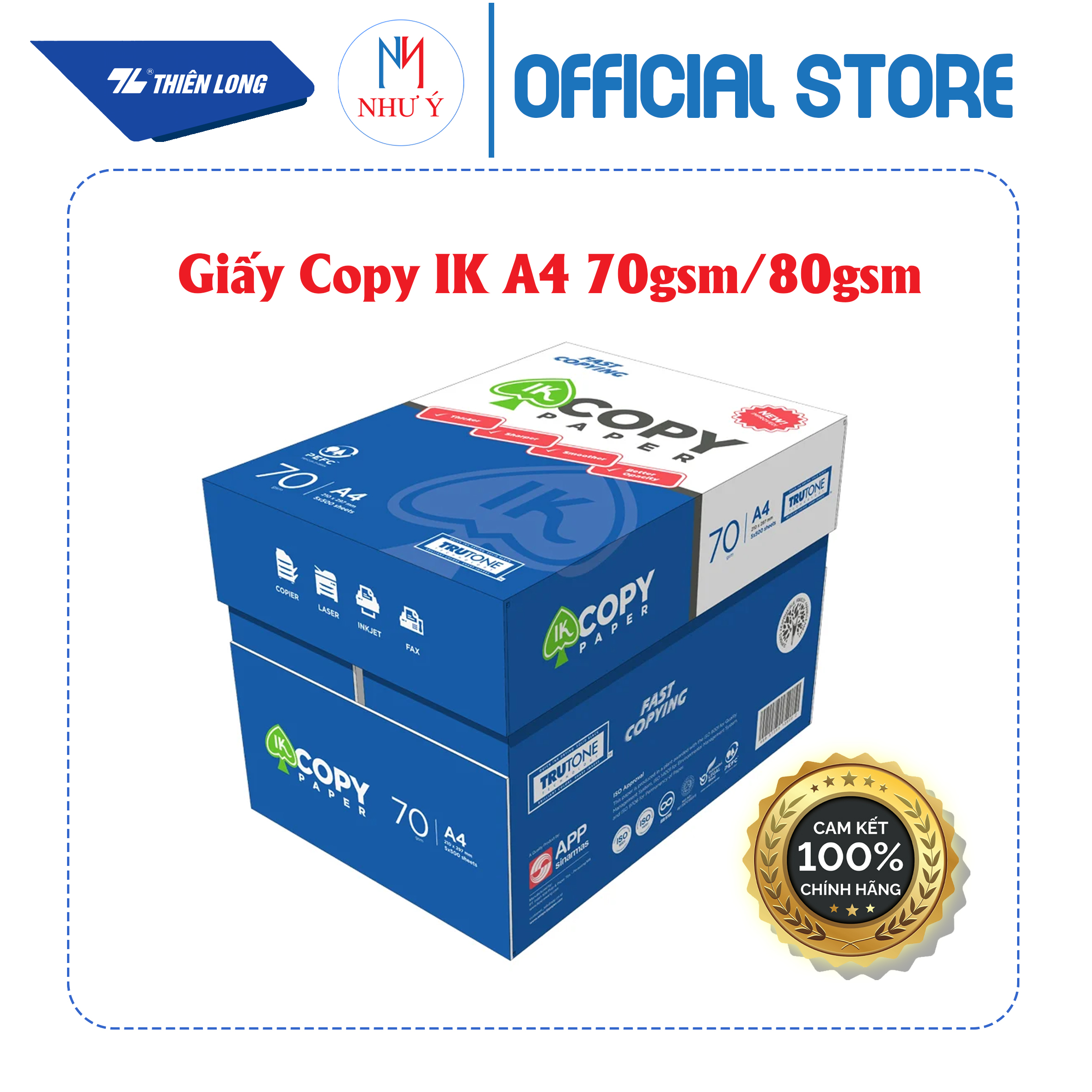 Giấy in photo a4 ik copy ik/70 gsm- 500 tờ/gram