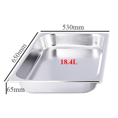 Khay inox GN 2/1x65mm đựng thực phẩm-lưu kho đông-trưng bày thức ăn tiệc buffet