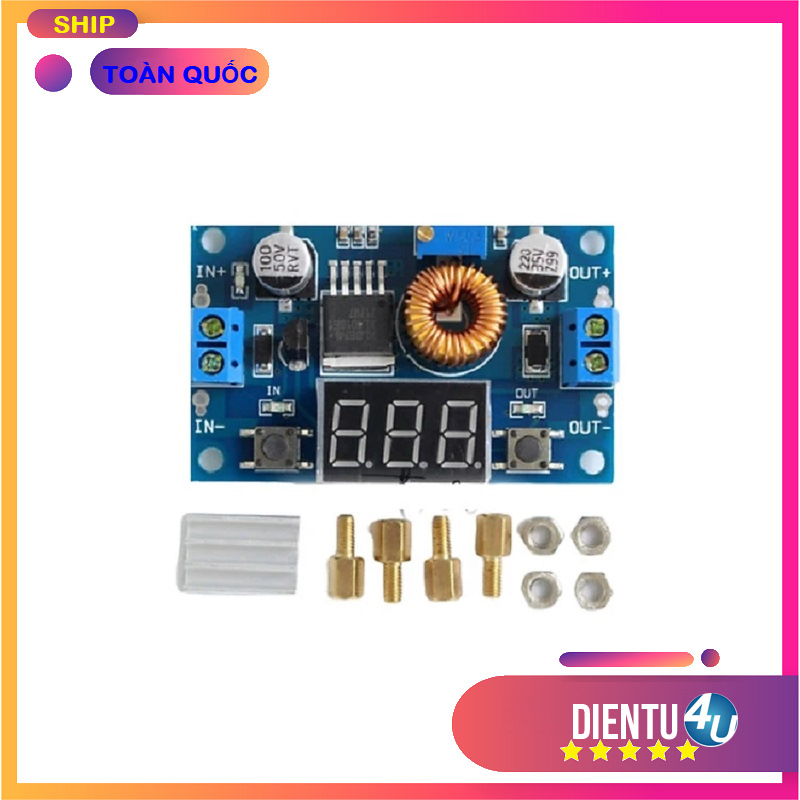 Mạch nguồn hạ áp dc-dc buck 5a xl4015e có led hiển thị điện áp