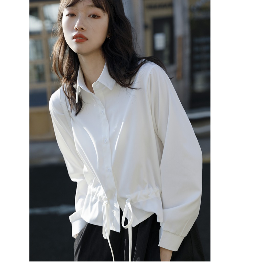 Áo Sơ Mi Nữ Xuu Design, Áo Kiểu Thắt Dây Rút Eo - SM17