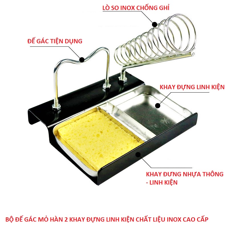 ĐẾ GÁC MỎ HÀN 2 KHAY ĐỰNG LINH KIỆN INNOX CHỐNG GHỈ , ĐẾ MỎ HÀN , KHAY LINH KIÊN HÀN