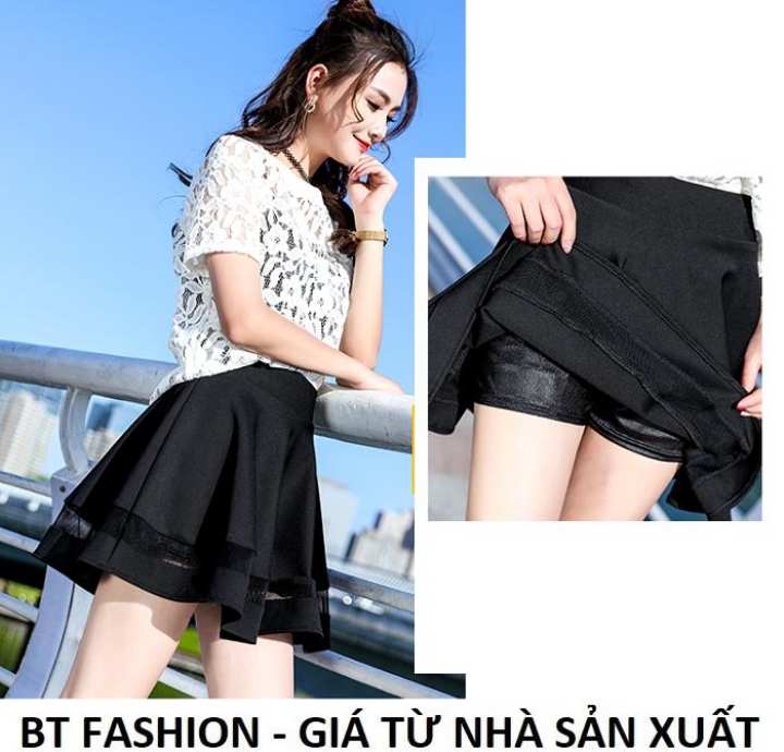 Chân Váy Xòe Lưng Thun Duyên Dáng Thời Trang Hàn Quốc - BT Fashion (VA09E- Phối Lưới)