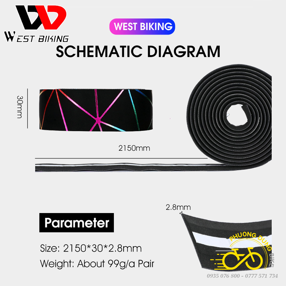 Dây quấn (Băng quấn) ghi đông xe đạp da PU WEST BIKING (SỌC)
