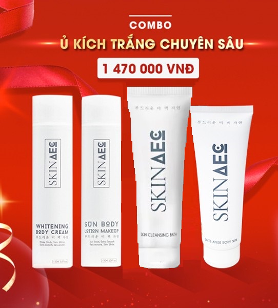 Combo tắm và dưỡng trắng da Skin aec