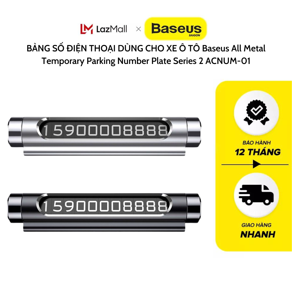 Bảng số điện thoại dùng trên ô tô Baseus All Metal Temporary Parking Number Plate 2 Series- ACNUM