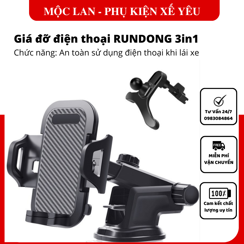 [hàng đẹp] giá đỡ điện thoại trên xe ô tô - có chân hít kính xoay 360 độ