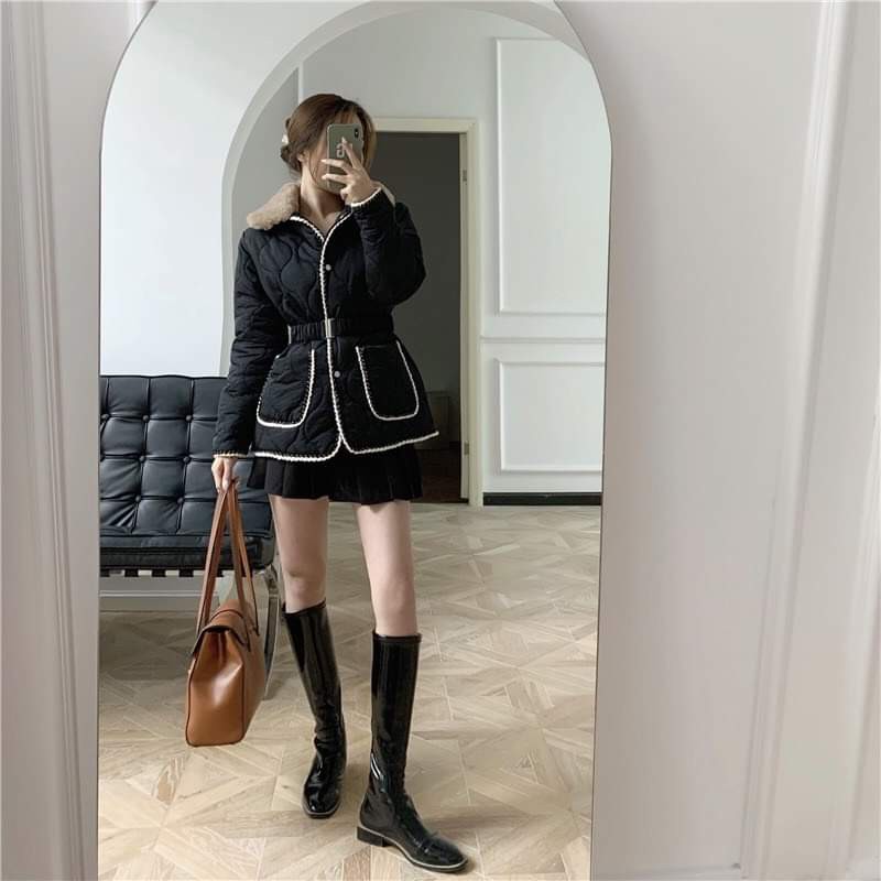 Áo khoác phao cổ lông nữ