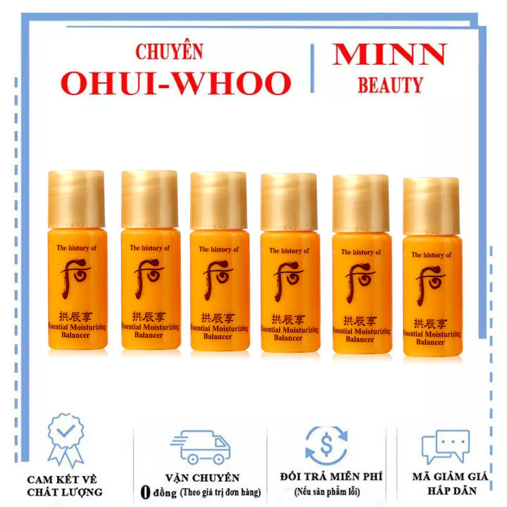 Combo 10 Nước hoa hồng Whoo vàng Whoo Essential Moisturizing Balancer 5ml x 10