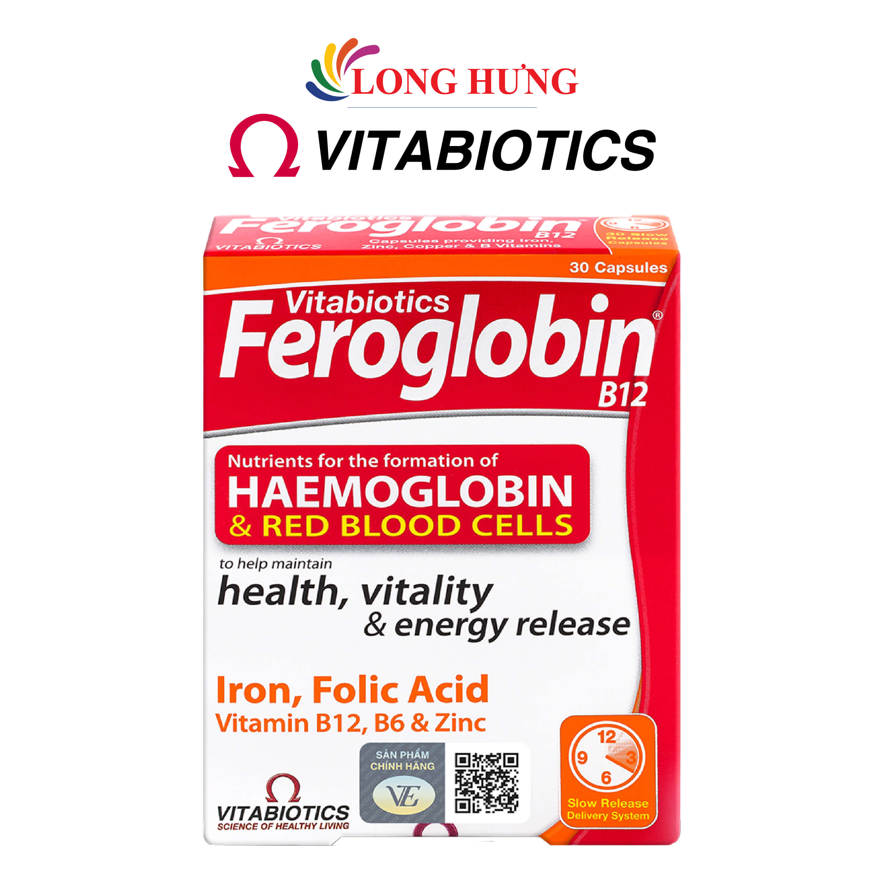 Viên uống Vitabiotics Feroglobin B12 bổ sung sắt (30 viên)