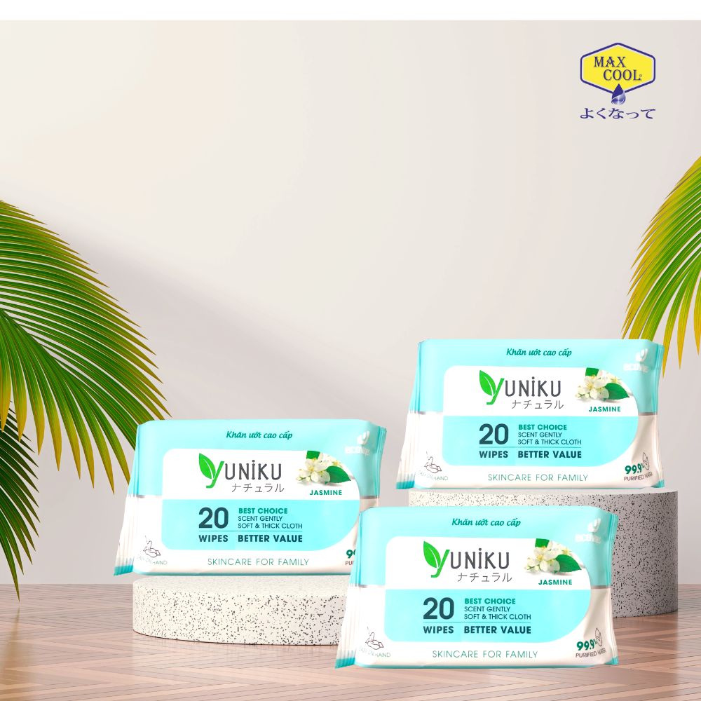 Khăn giấy ướt cao cấp 20 Tờ Yuniku (HÀNG CHÍNH HÃNG)