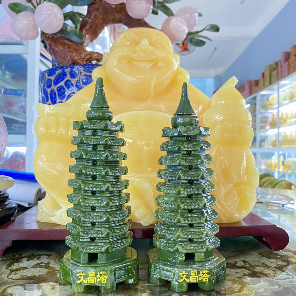 Tháp văn xương 9 tầng đá serpentine - cao 15cm & 18cm bk store