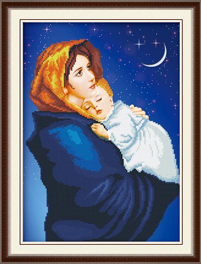 Tranh gắn đá Đức Mẹ Maria bồng con LV140 kích thước 46x61cm