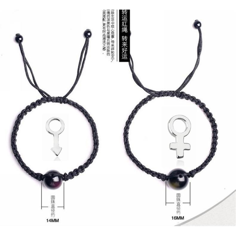 Vòng Tay May Mắn Hạt Đá Phong Thủy Đá Núi Lửa Obsidian - Đen