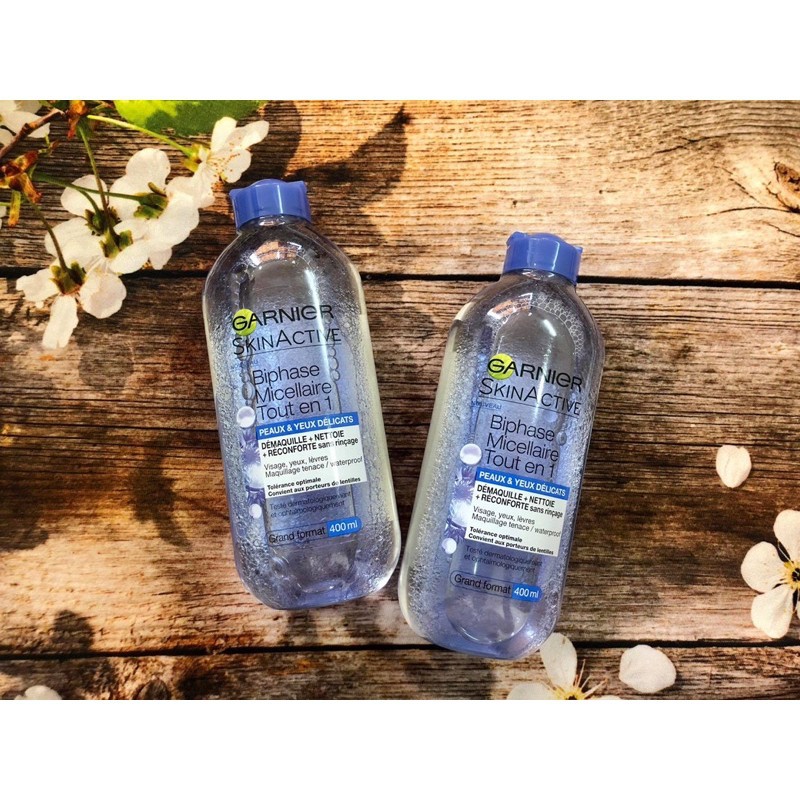 Nước tẩy trang Garnier Pháp 400ml ( Xanh dương, có dầu - da nhạy cảm )
