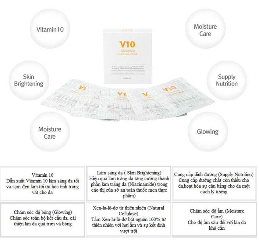 Mặt Nạ Cao Cấp V10 SKINAZ Hàn Quốc
