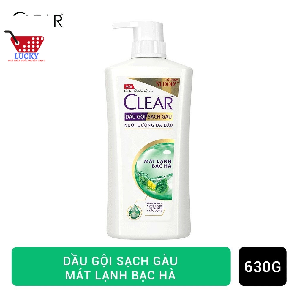 [HCM] Dầu gội Clear 630g- Mát Lạnh Bạc Hà