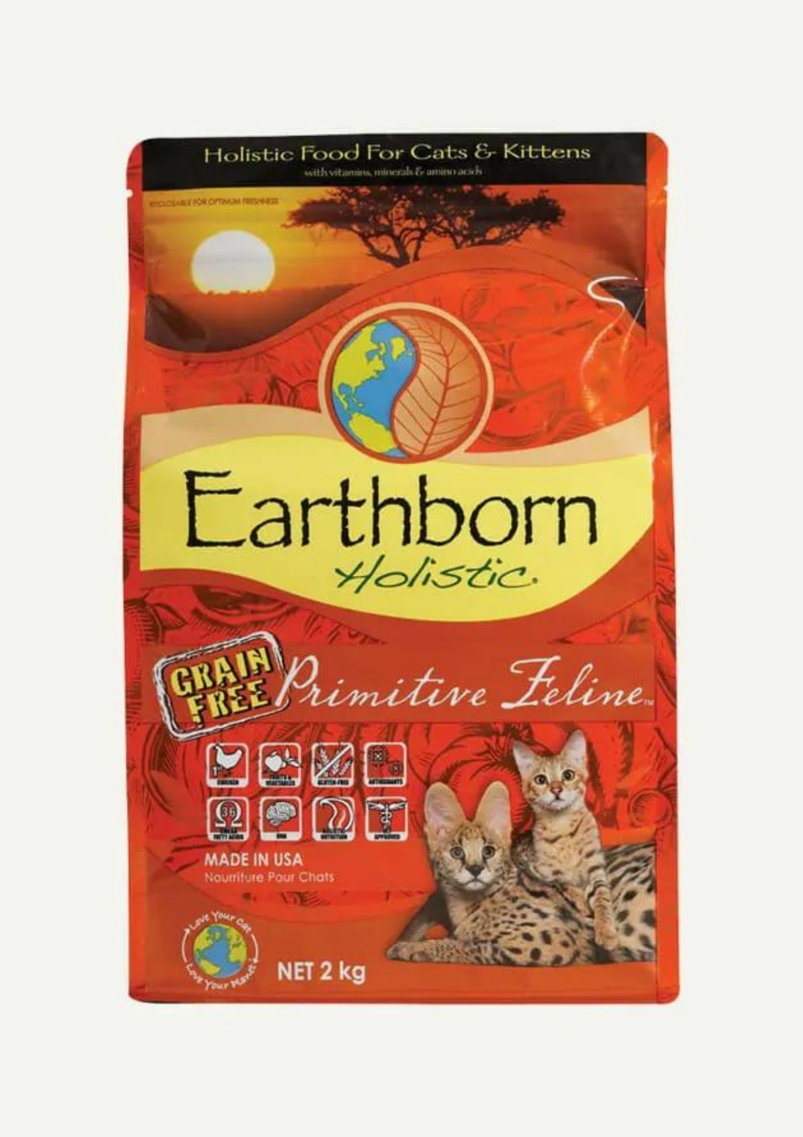 [Bao 2kg](Grain free) Thức ăn mèo EARTHBORN tại Mỹ