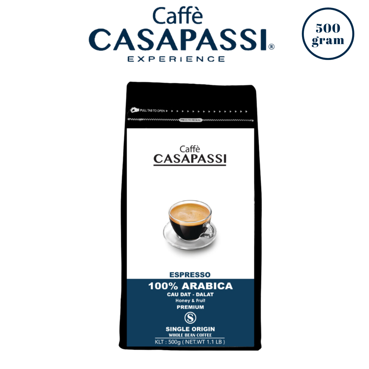 Cà Phê ESPRESSO 100% ARABICA CẦU ĐẤT- DALAT , Lâm Đồng, 500gr, Casapassi Caffè Premium, Medium Roasted, Balance, Honey and Fruit