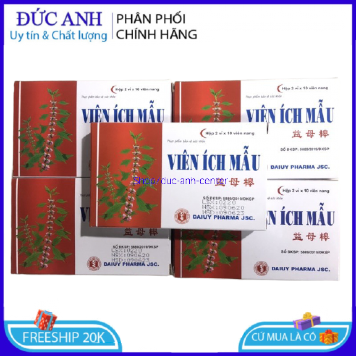 Combo 5 hộp Viên uống Ích Mẫu bổ huyết điều kinh đẹp da – Hộp 20 viên