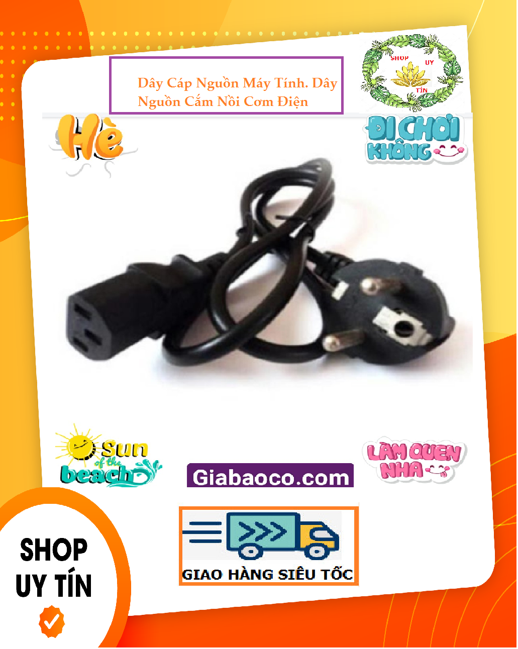 Dây cáp nguồn pc: dùng cho máy tính- máy in - nồi cơm điện