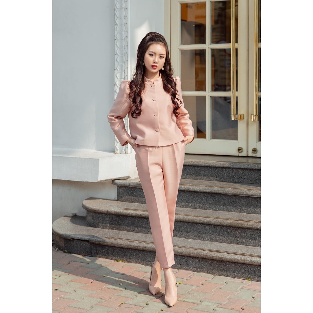 Quần tây ống đứng nữ hồng nude