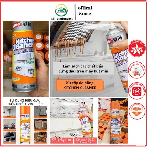 Bình xịt bếp kitchen vệ sinh siêu sạch,bình xịt bọt tuyết tẩy rửa siêu sạch mầu cam kitchen cleaner nhà bếp 500ml - tẩy siêu mạnh siêu sạch