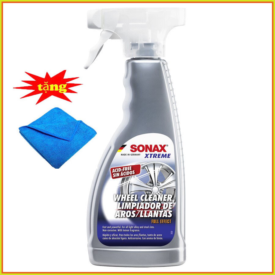 Tặng khăn] dung dịch làm sạch mâm xe sonax xtreme wheel cleaner full effect 500ml 230200