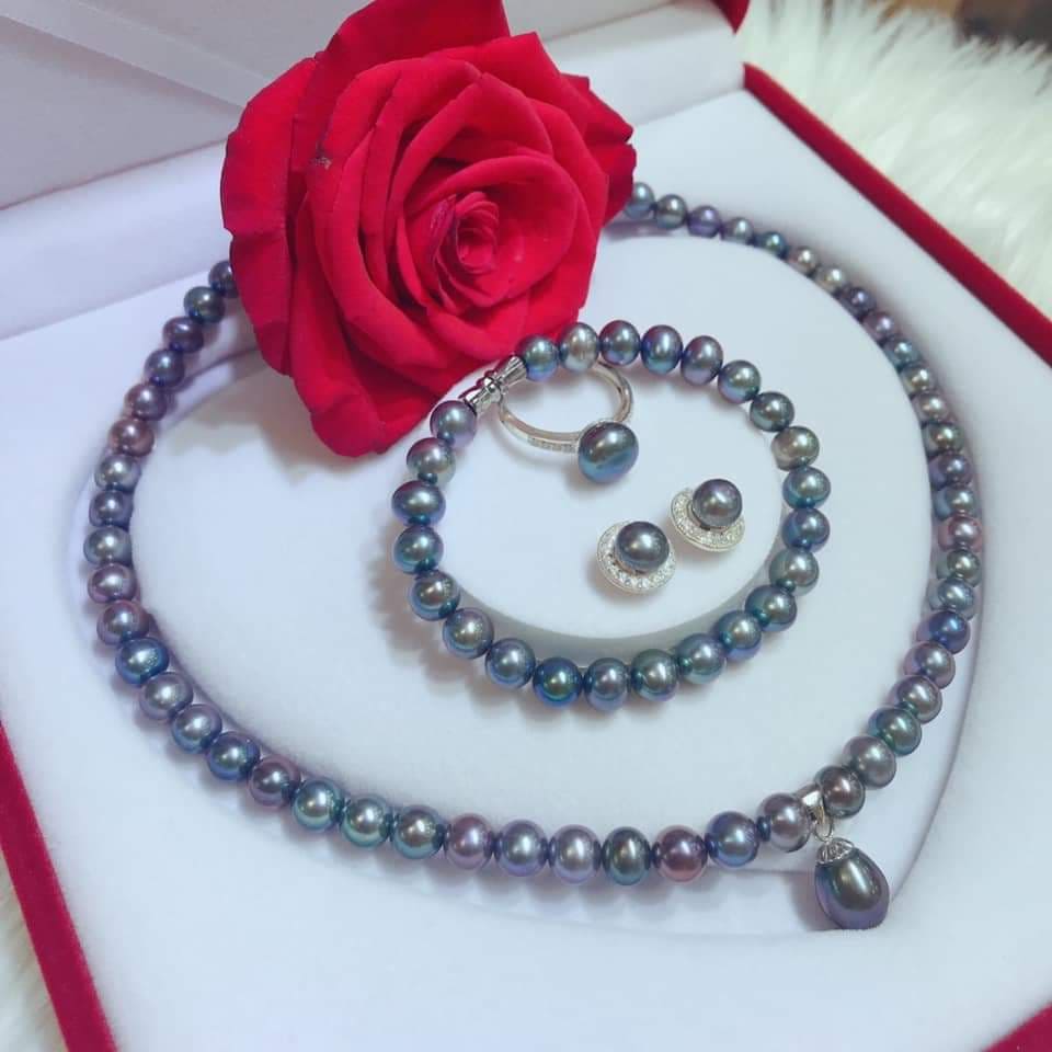 Bộ Ngọc trai nước ngọt xanh tahiti Quý phái Đẳng cấp