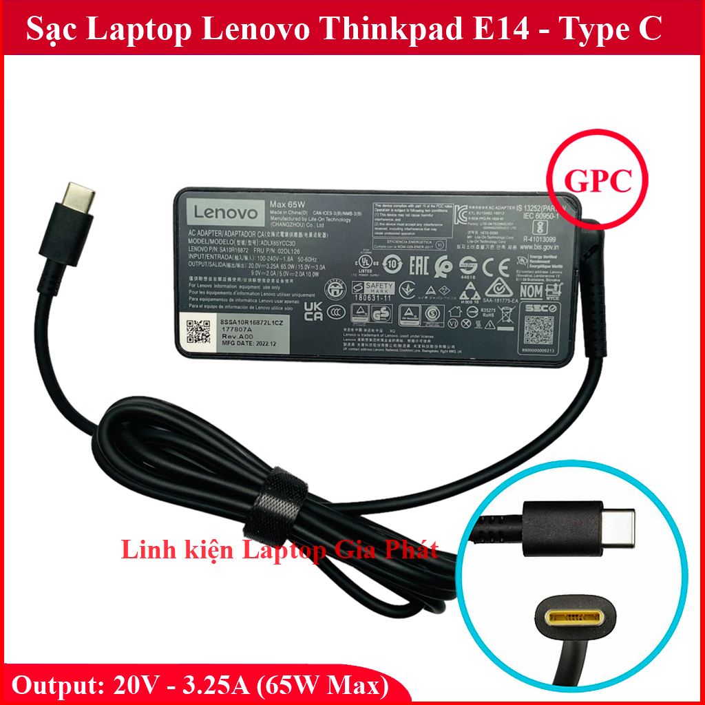⚡️[Sạc zin ] Sạc Laptop Lenovo Thinkpad E14 output 20V - 3.25A - 65W
