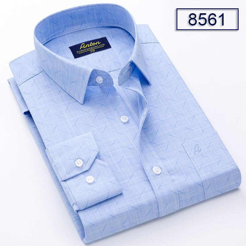 Áo sơ mi nam công sở trung niên dài tay thương hiệu Anton họa tiết chìm màu xanh dương - 8561