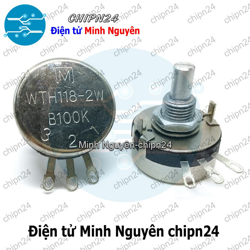 [1 con] (F152) Biến trở 2W WTH118 Trắng 100K (WTH118-2W 1A, Biến trở công nghiệp, Biến trở công suất) - HH002740