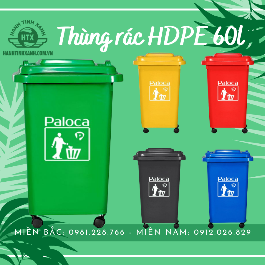 Thùng rác nhựa HDPE 60 lít