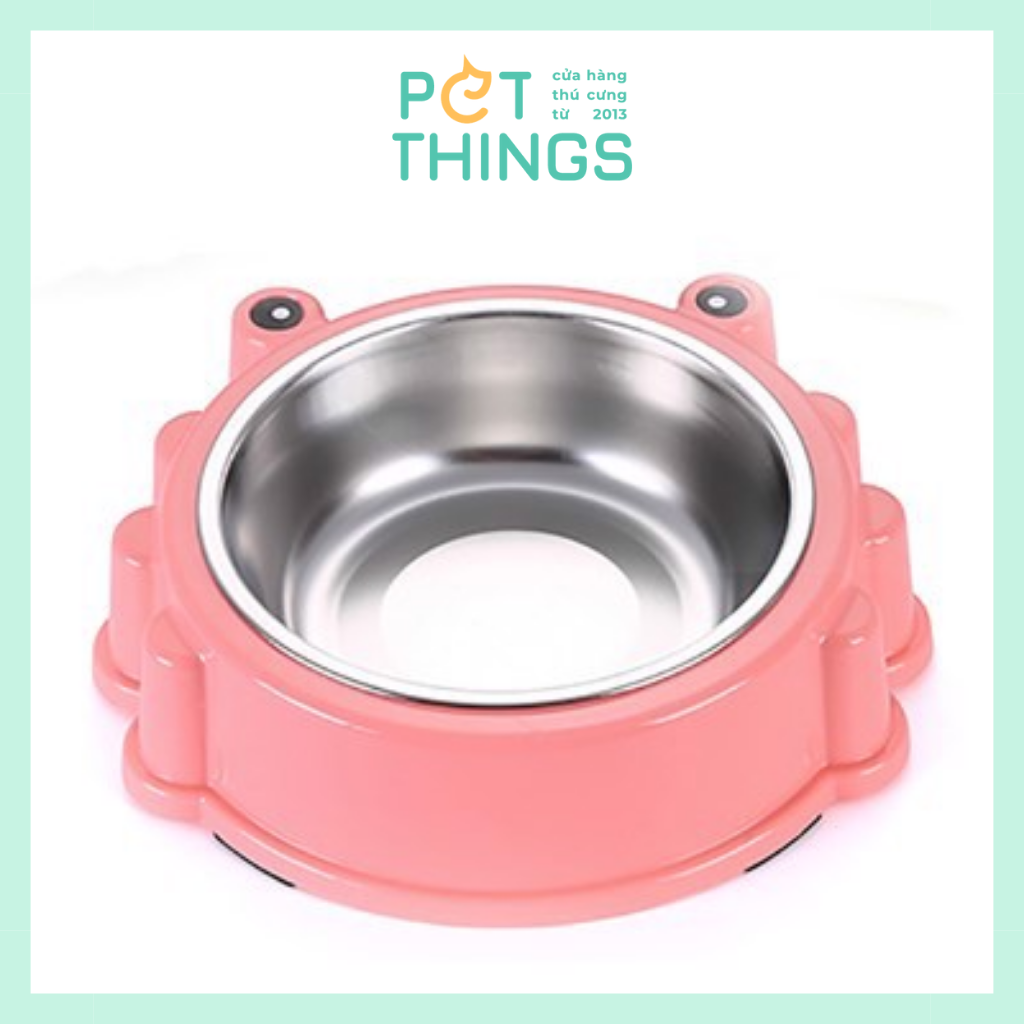 Chén đơn nhựa + Inox Cua Cho Thú Cưng