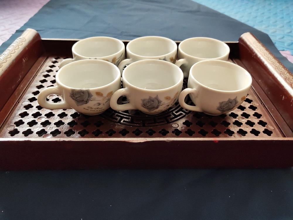 Bộ 6 chén có khay nhựa 2 lớp