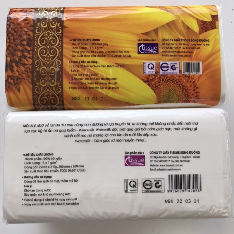 Giấy ăn rút Watersilk 250 tờ/gói