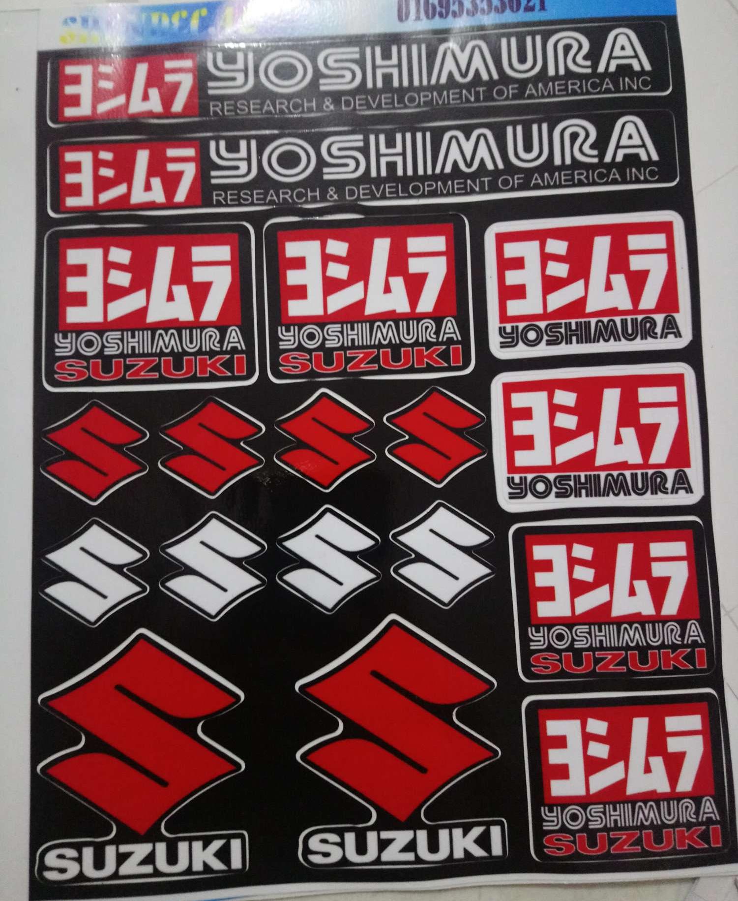 tem tấm logo suzuki dán xe máy trọn bộ 18x25cm