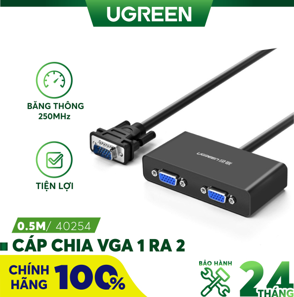 Bảng giá Cáp chia VGA 1 ra 2 dài 0.5m UGREEN 40254 - Hãng phân phối chính thức Phong Vũ