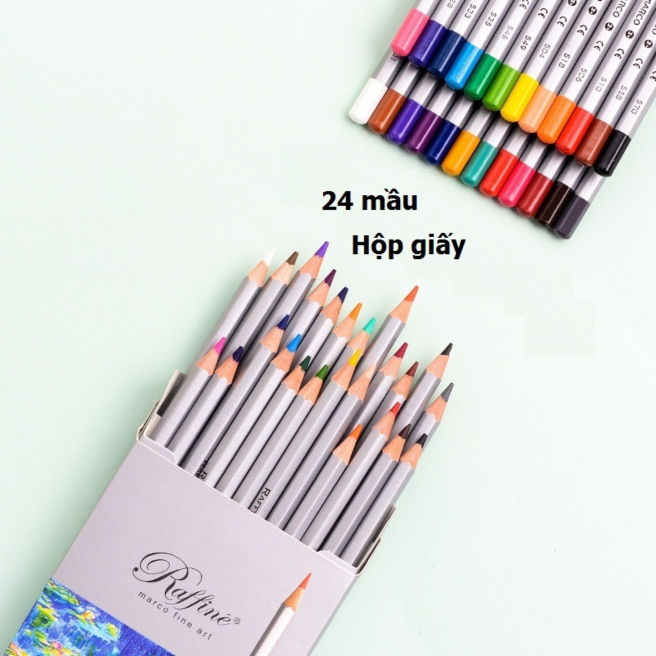 Bộ chì màu marco 24 màu-chì màu khô RAFFINE hộp giấy
