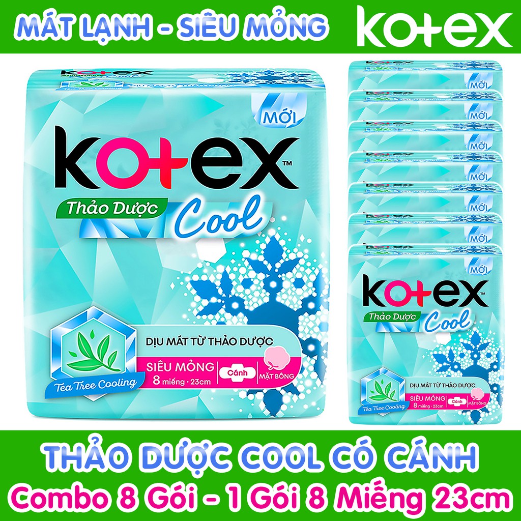 Bộ 8 gói BVS Kotex Hàng Ngày Cool Siêu Mỏng 20 miếng