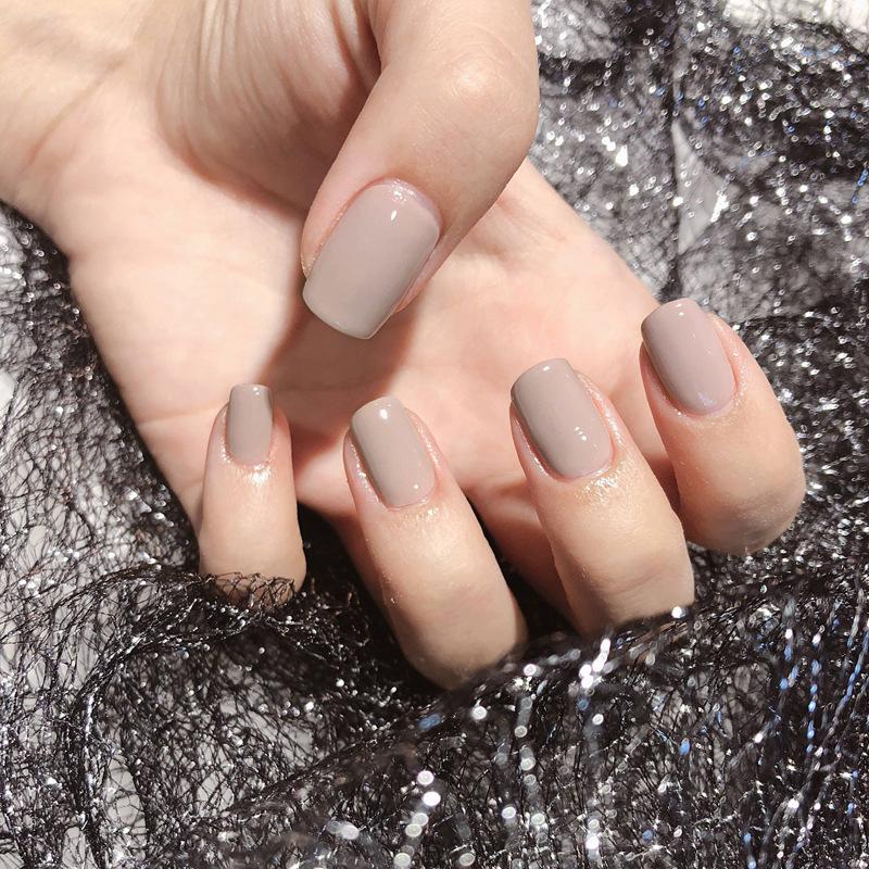 Bộ 24 móng tay giả màu xám tro (kèm keo+miếng dán+dũa)