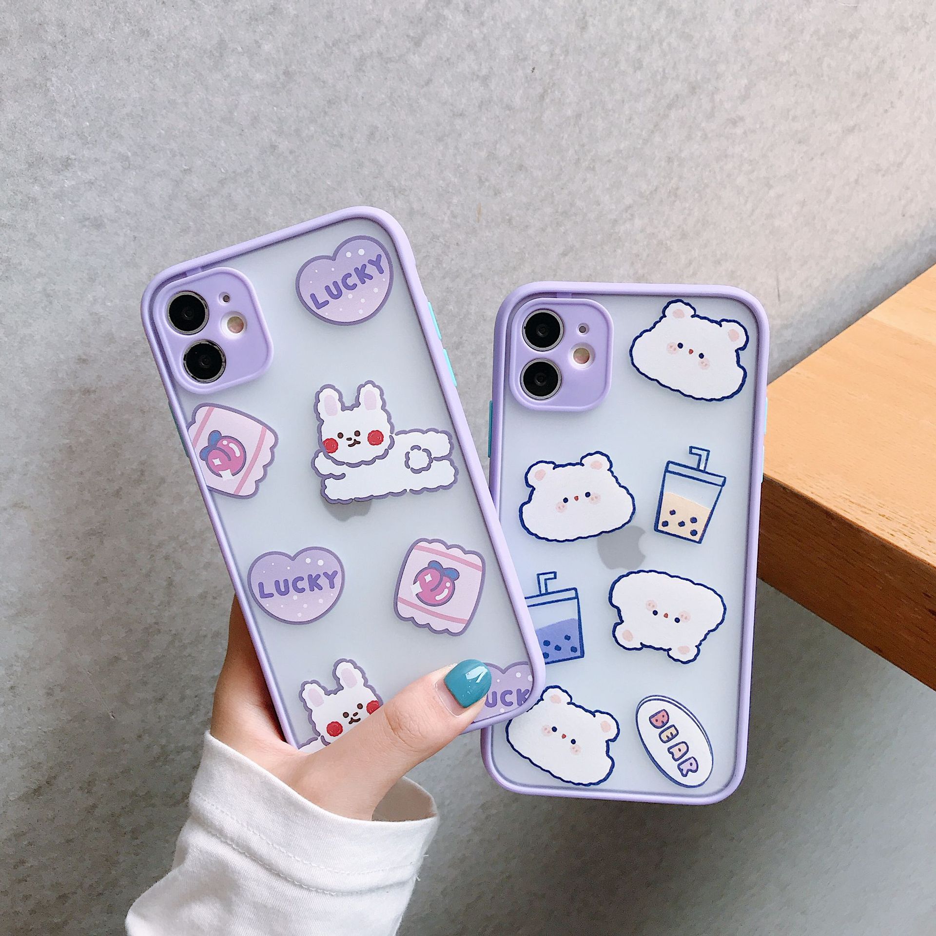 Ốp Lưng Nhám Chống Sock Va Đập Bảo Vệ Camera Bear Lucky