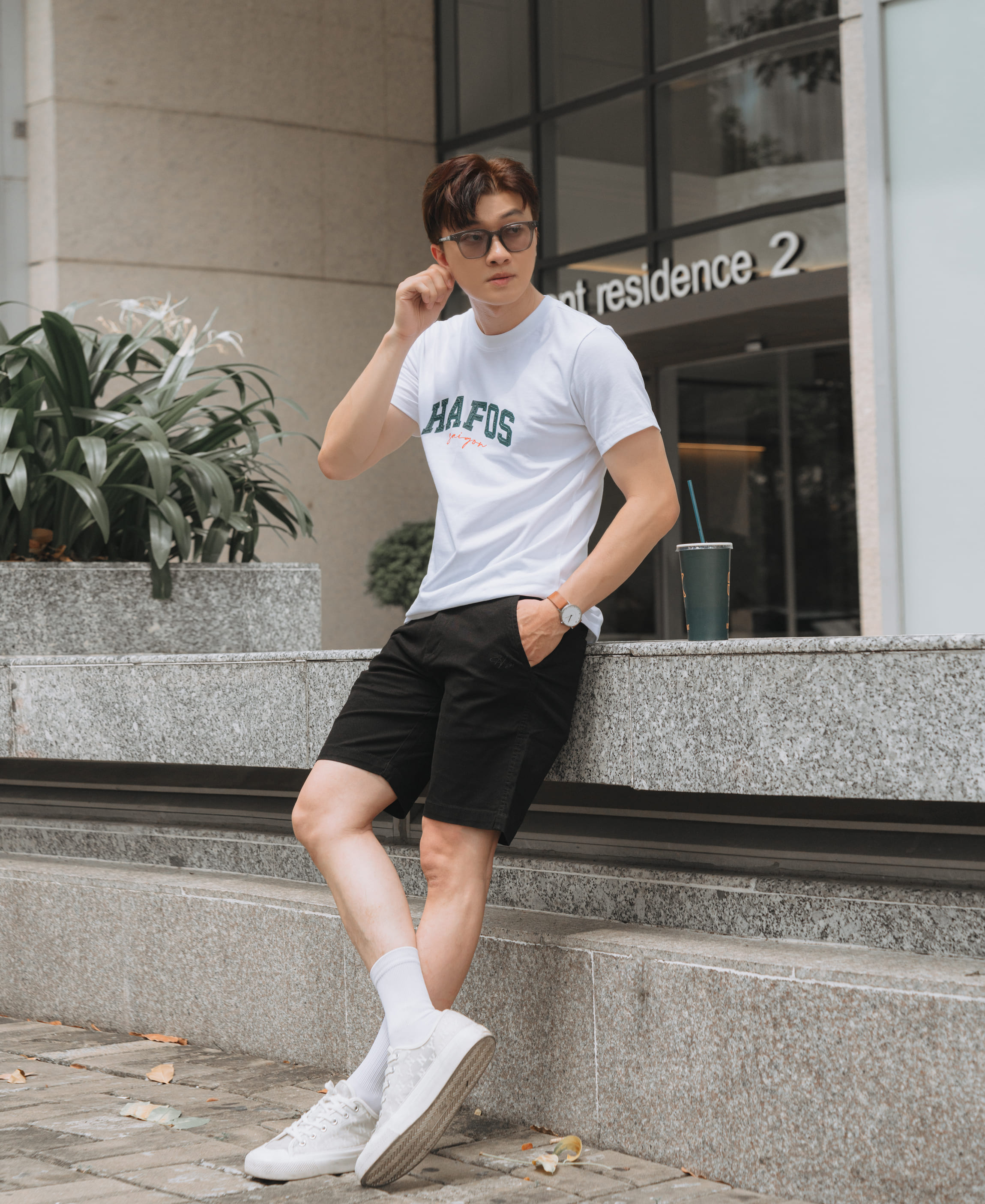 Quần short nam HAFOS Regular Basic vải Kaki co giãn, chuẩn form