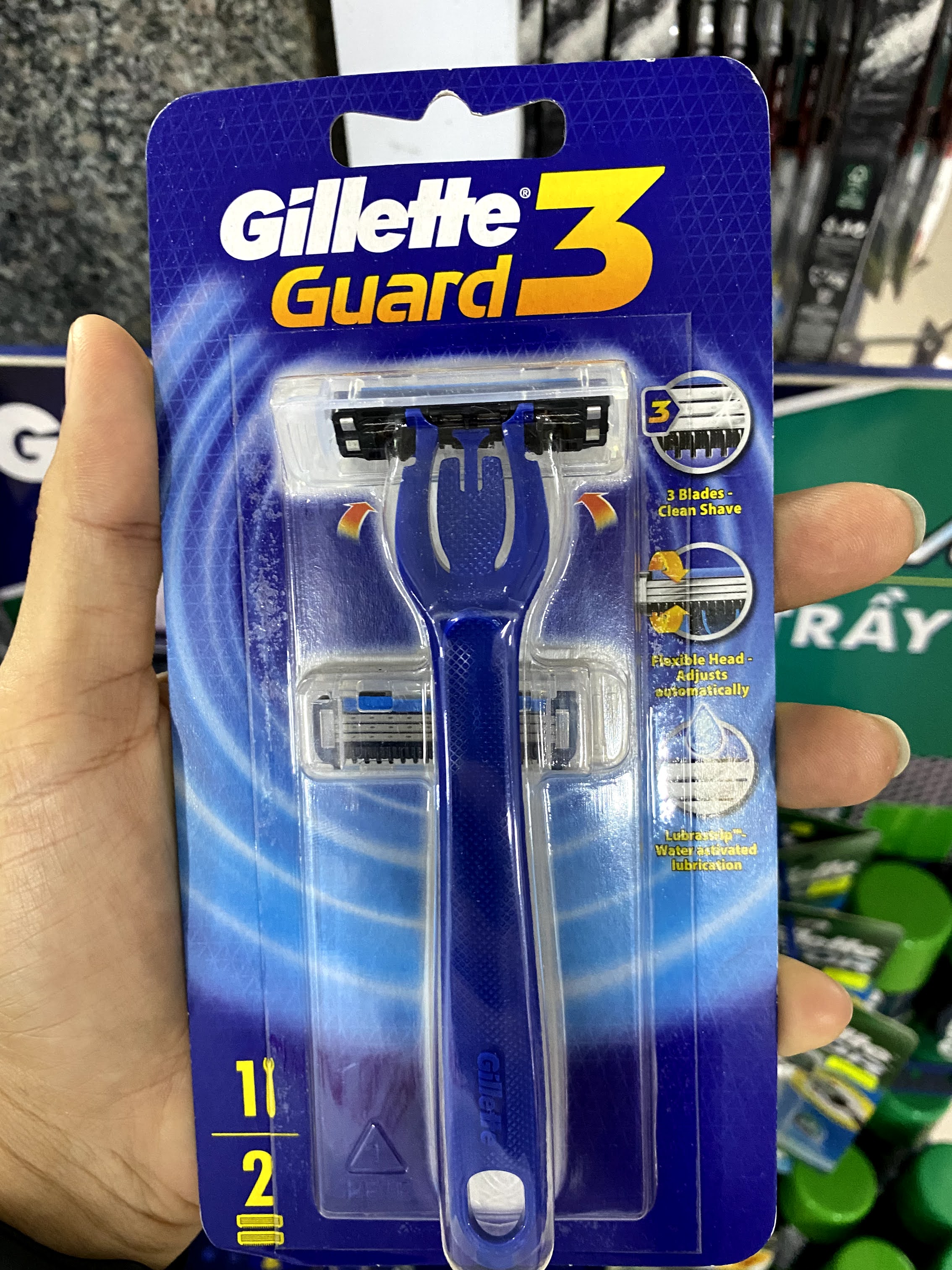 [Chính hãng] Dao cạo râu 3 lưỡi Gillette Guard 3 (Gồm: 1 tay cầm và 2 đầu cạo)